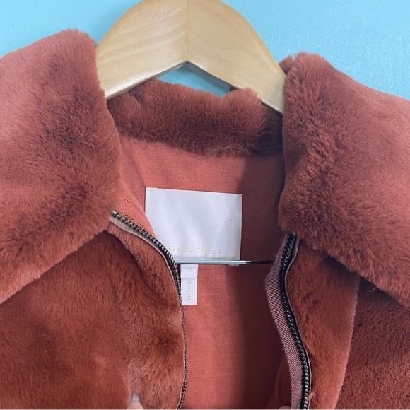 Rebecca Taylor Soft Spice Faux Fur Bomber Fuzzy Jacket Sz M Teddy - Picture 2 of 6